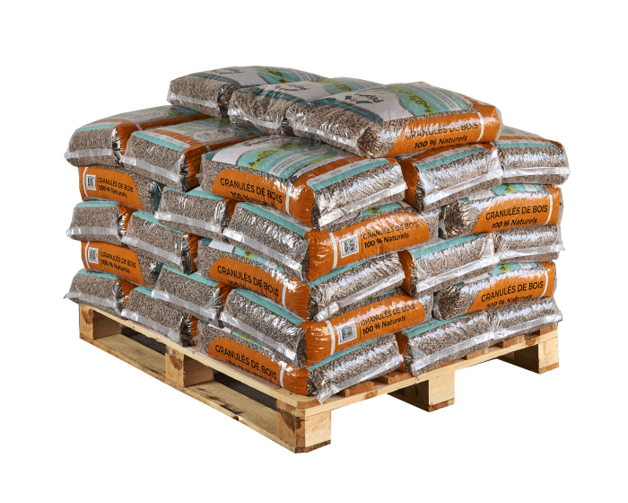 Pellets de madera en forma de pepitas – Media paleta de 35 bolsas