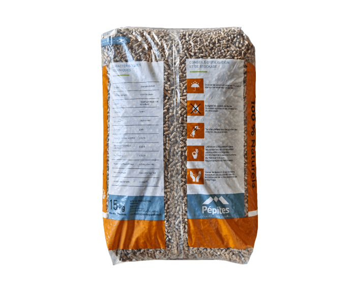 Pellets de madera en forma de pepitas – Media paleta de 35 bolsas