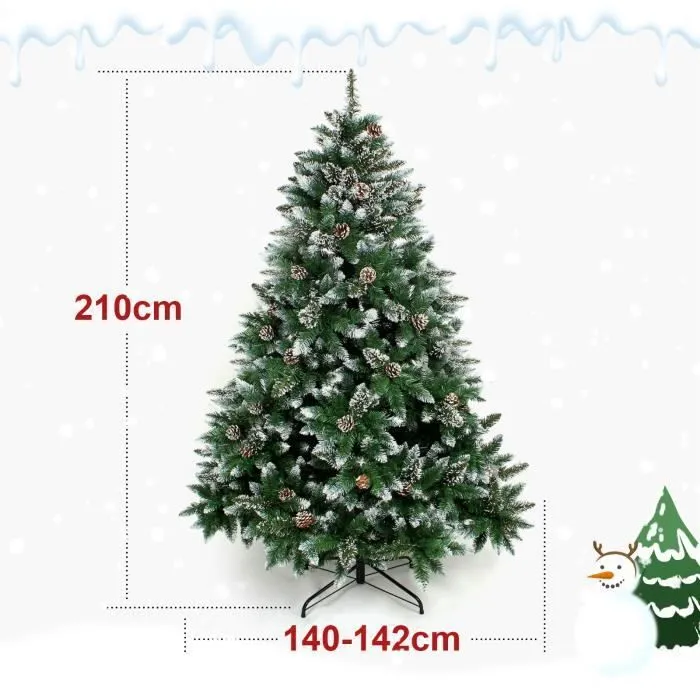 YORBAY Árbol de Navidad artificial con soporte 210 cm – Decoración navideña, decoración con nieve